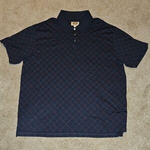 The Foundry Supply Co Dark Blue Geometric Polo Shirt